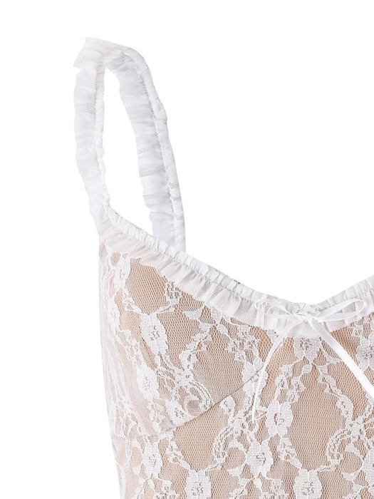 Lace Cami Top with Frill Straps - Byyde