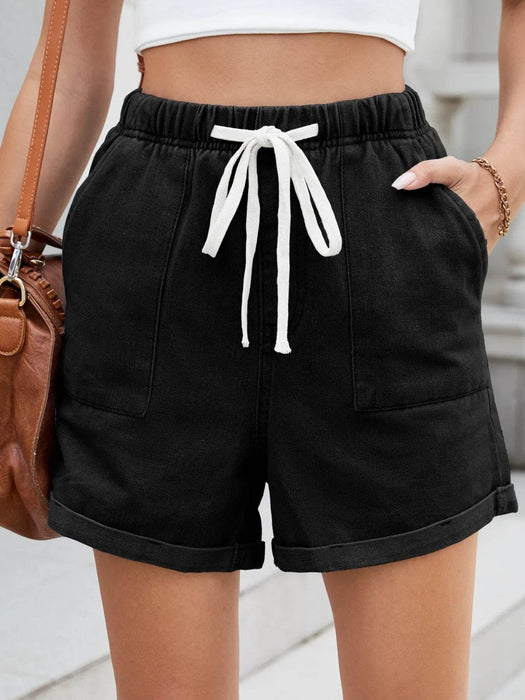 Drawstring Wash Denim Shorts - Byyde