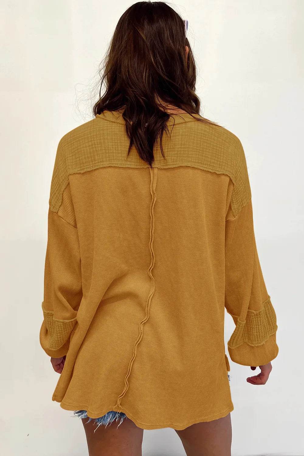 Exposed Seam Round Neck Long Sleeve Sweatshirt - Byyde