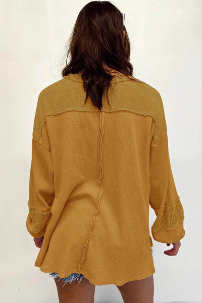 Exposed Seam Round Neck Long Sleeve Sweatshirt - Byyde
