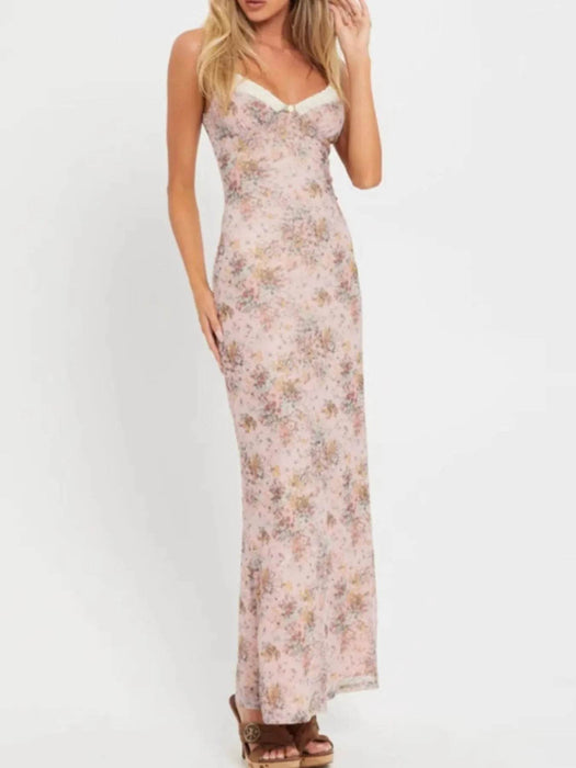 Floral Print Maxi Cami Dress with V-Neck - Byyde