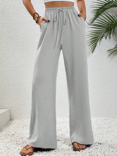 Wide Leg Drawstring Pants - Byyde