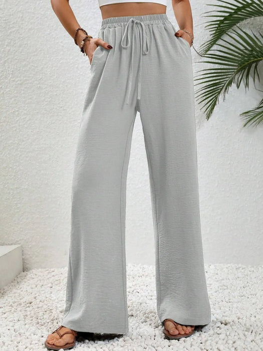 Wide Leg Drawstring Pants - Byyde