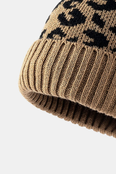 Leopard Pom-Pom Cuffed Beanie - Byyde
