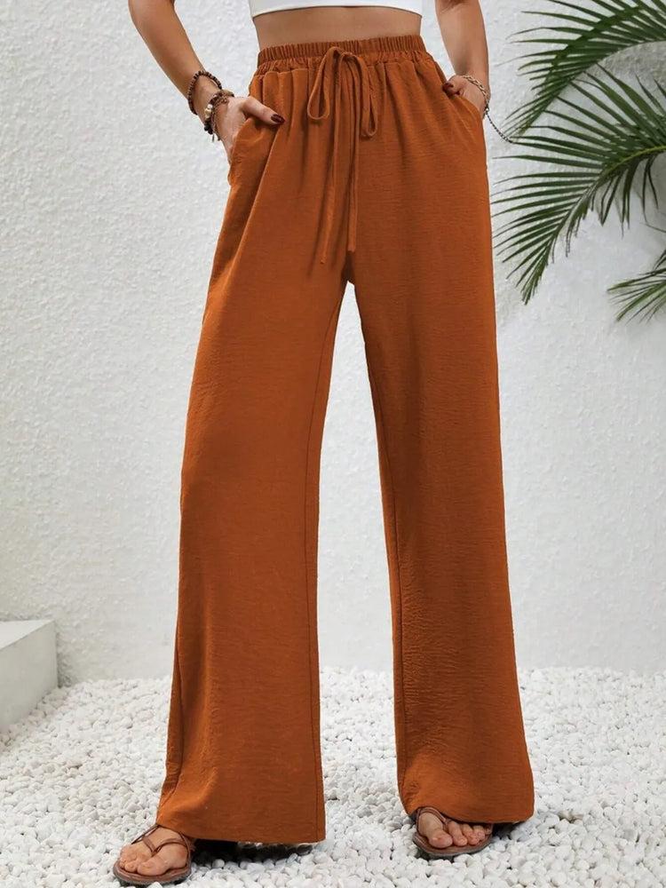 Wide Leg Drawstring Pants - Byyde