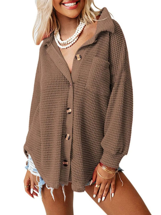 Waffle Knit Button-Down Shirt - Byyde