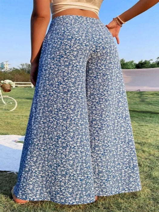 Floral Wide Leg Pants - Byyde