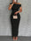 Asymmetrical One Shoulder Bodycon Maxi Dress - Byyde