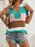 Color Block Notched Short Sleeve Knit Top - Byyde