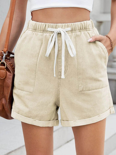Drawstring Wash Denim Shorts - Byyde