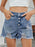 Distressed Raw Hem Denim Shorts - Byyde