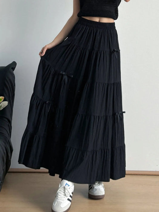 Tiered Elastic Waist Maxi Skirt - Byyde