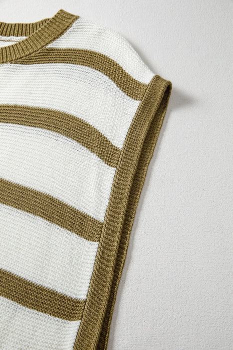 Stripe Tie Open Side Sweater Knitted Top - Byyde
