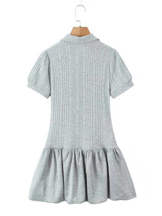 Short Sleeve Bubble Hem Mini Dress - Byyde
