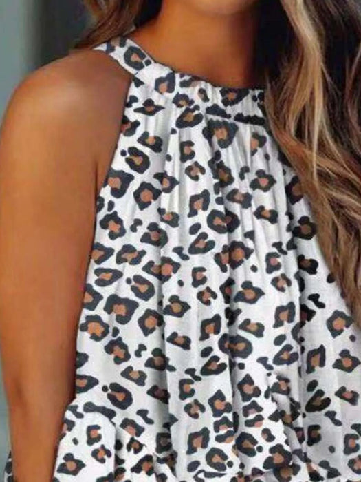 Ruffled Printed Halter Neck Cami Top - Byyde