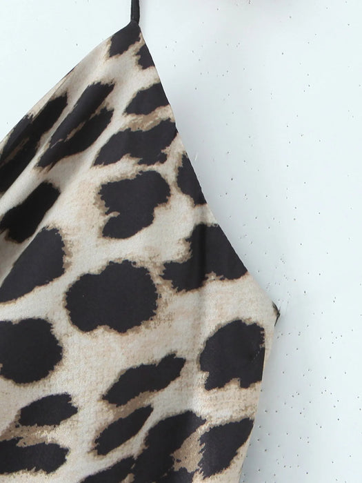 Leopard Print Satin Maxi Dress - Byyde