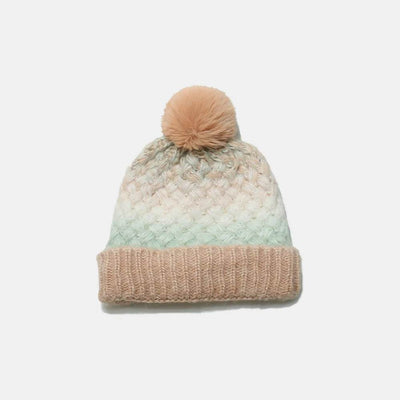 Gradient Knit Hat with Pompom - Byyde