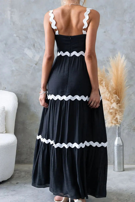 Tiered Maxi Dress with Scalloped Trim - Byyde