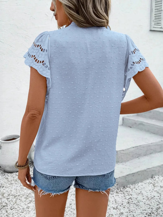 Swiss Dot Cutout Button Down Shirt - Byyde