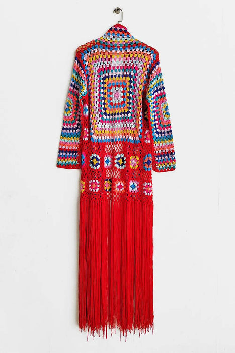 Fringe Tied Long Sleeve Cardigan - Byyde