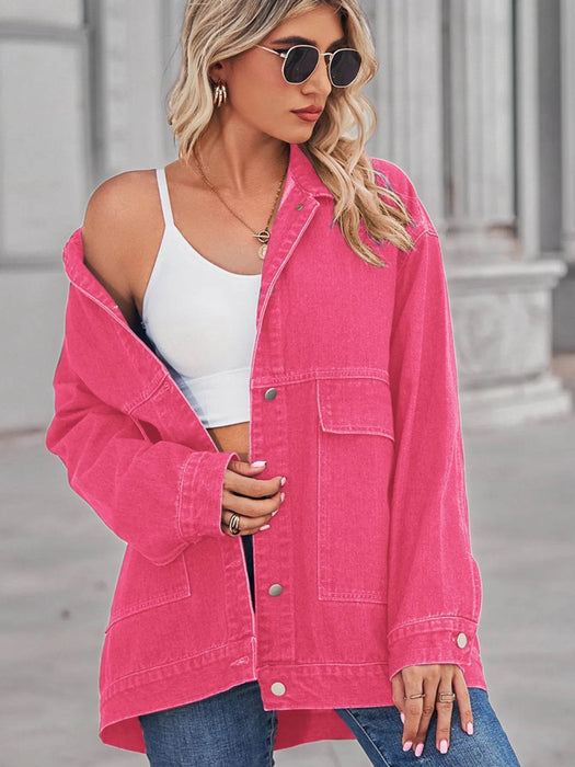 Button Up Long Sleeve Denim Jacket - Byyde