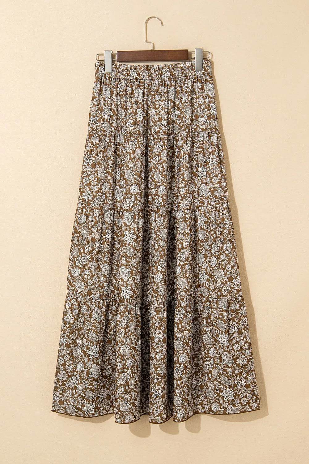 Floral Print Tiered Maxi Skirt - Byyde