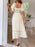 Square Neck Puff Sleeve Ruffle Trim Maxi Dress - Byyde