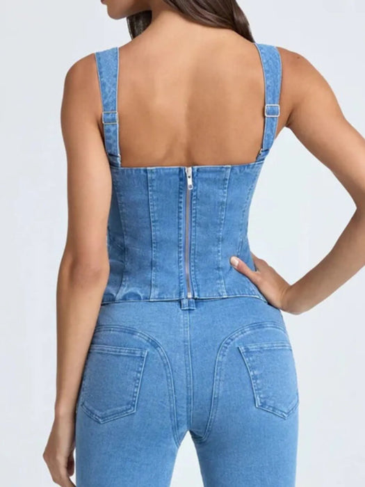 Lace-Up Denim Cami - Byyde