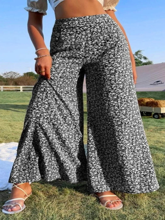 Floral Wide Leg Pants - Byyde
