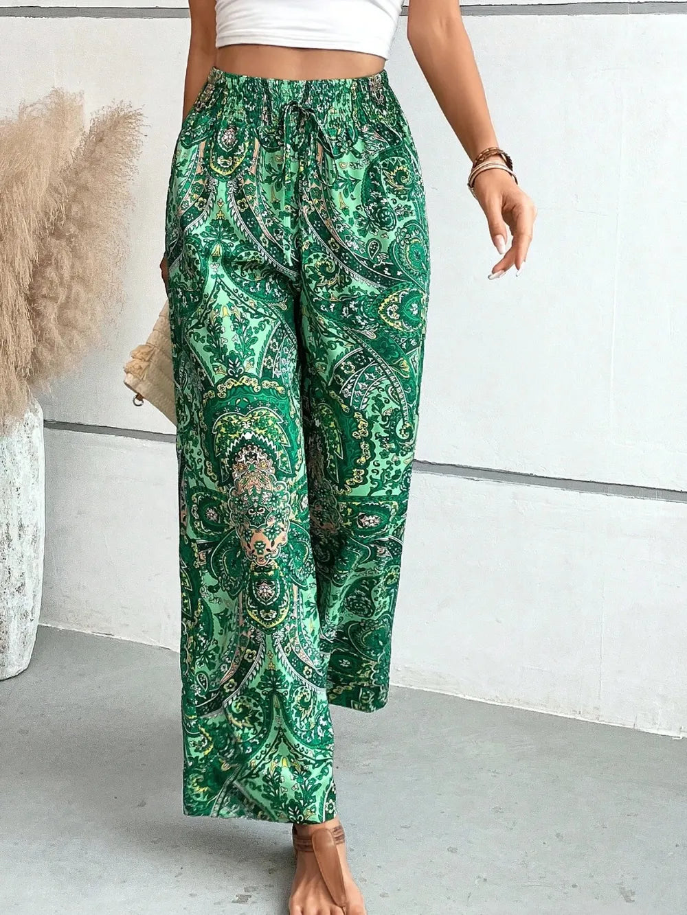 Printed Wide Leg Pants - Byyde