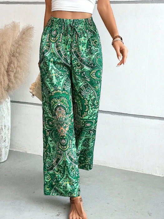 Printed Wide Leg Pants - Byyde