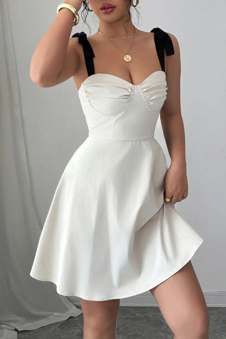 Sweetheart Neck Tie Shoulder Dress - Byyde