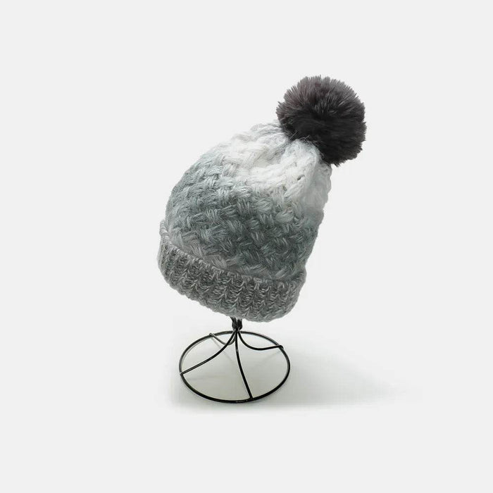 Gradient Knit Hat with Pompom - Byyde