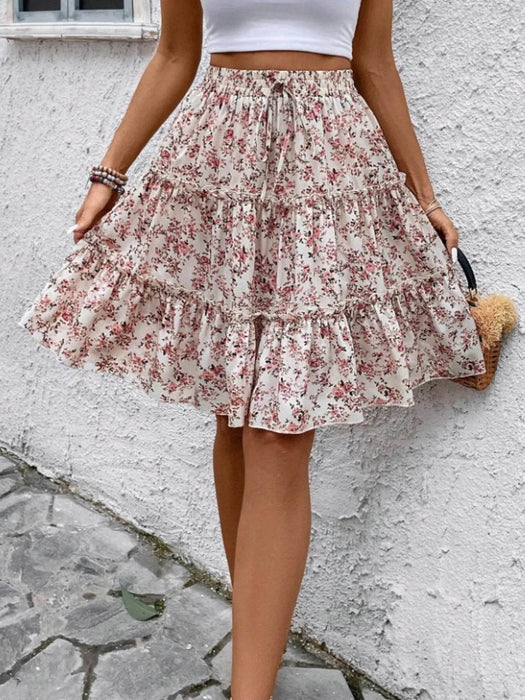 Floral Print Midi Skirt - Byyde