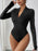 Perfee Half Zip Long Sleeve Bodysuit - Byyde