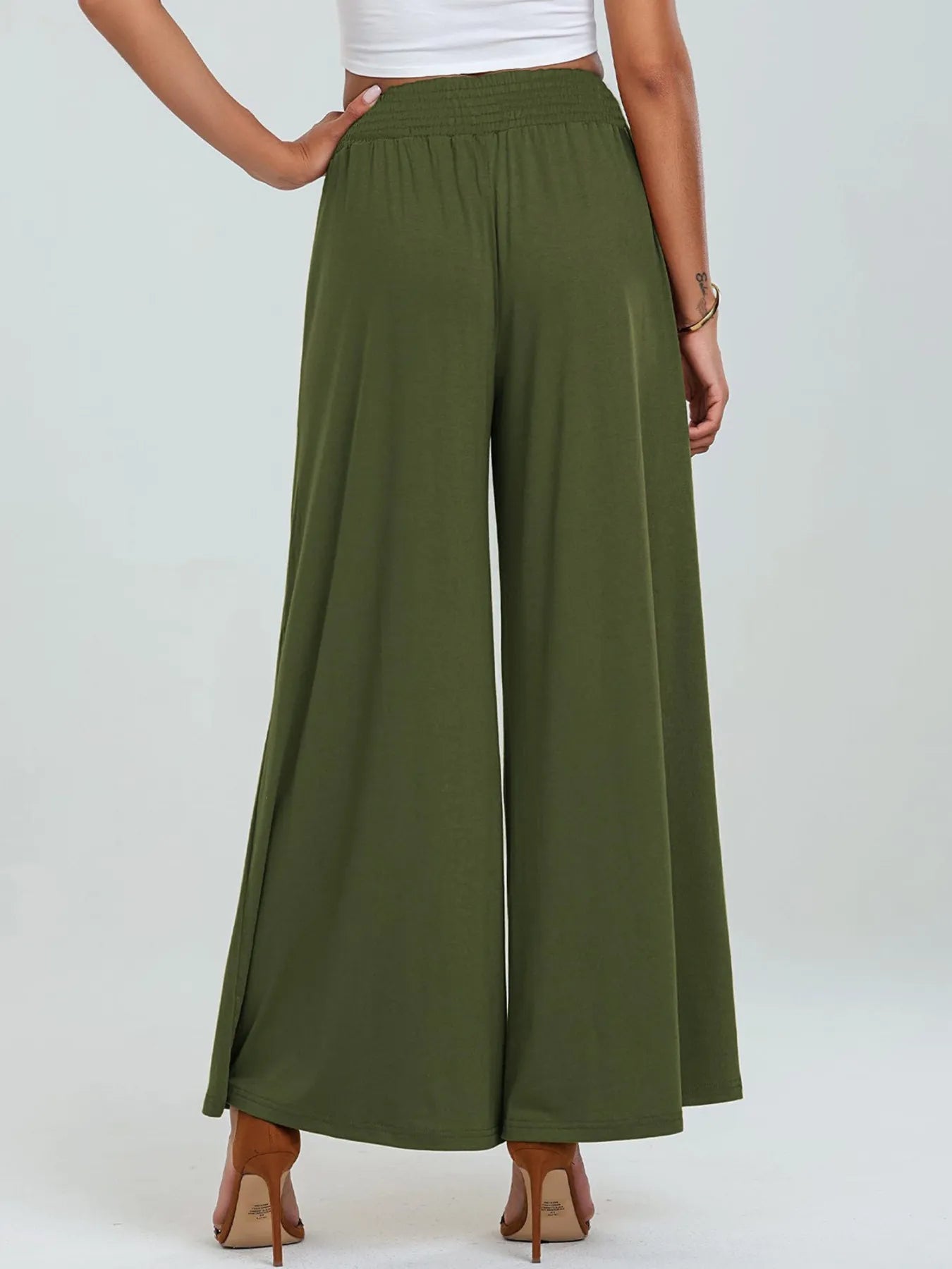 High-Waisted Wide Leg Pants with Pockets - Byyde