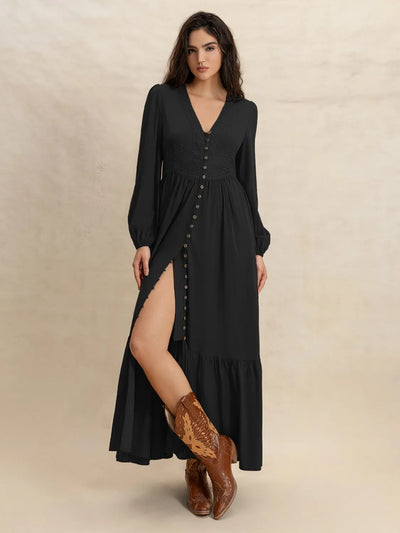 V-Neck Long Sleeve Dress - Byyde
