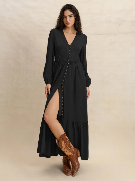 V-Neck Long Sleeve Dress - Byyde
