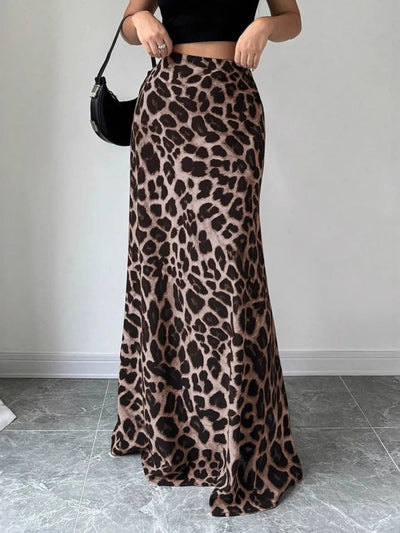 Leopard Print High-Waisted Maxi Skirt - Byyde