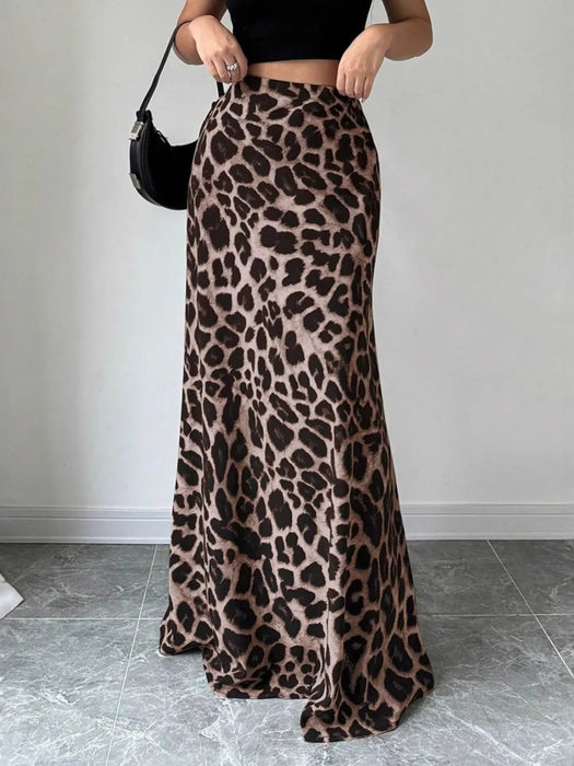 Leopard Print High-Waisted Maxi Skirt - Byyde