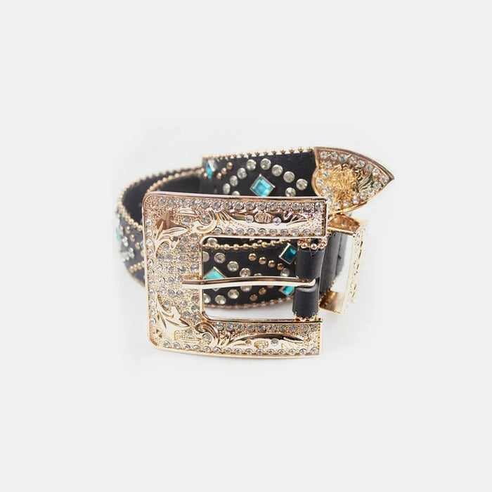 Rhinestone PU Leather Belt - Byyde
