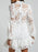 Lace Crochet Long Sleeve Mini Dress - Byyde