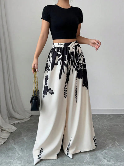 Printed Wide Leg Pants - Byyde