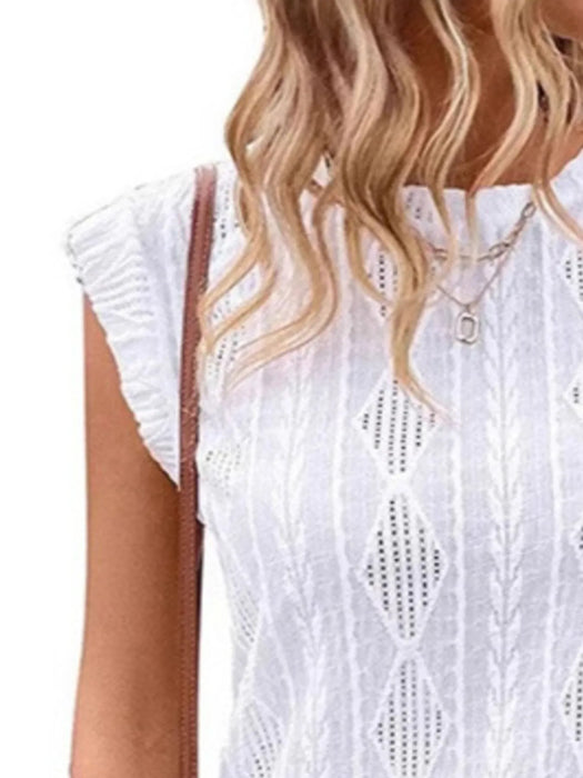Openwork Round Neck Top - Byyde