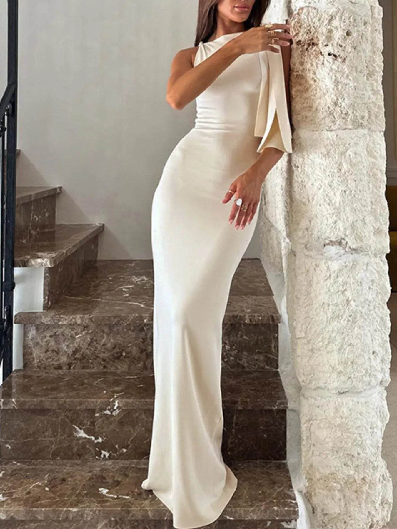 Asymmetrical Tied Sleeveless Maxi Dress - Byyde