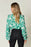 Double Take Full Size Printed Ruffle Trim Balloon Sleeve Shirt - Byyde