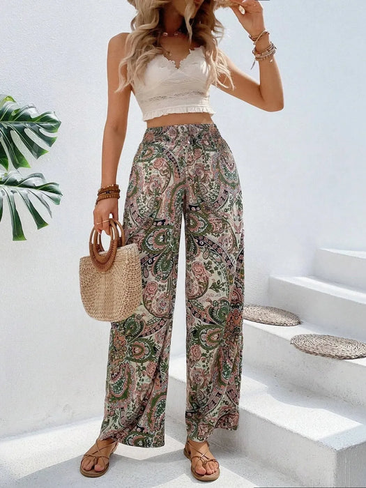 Printed Wide Leg Pants - Byyde
