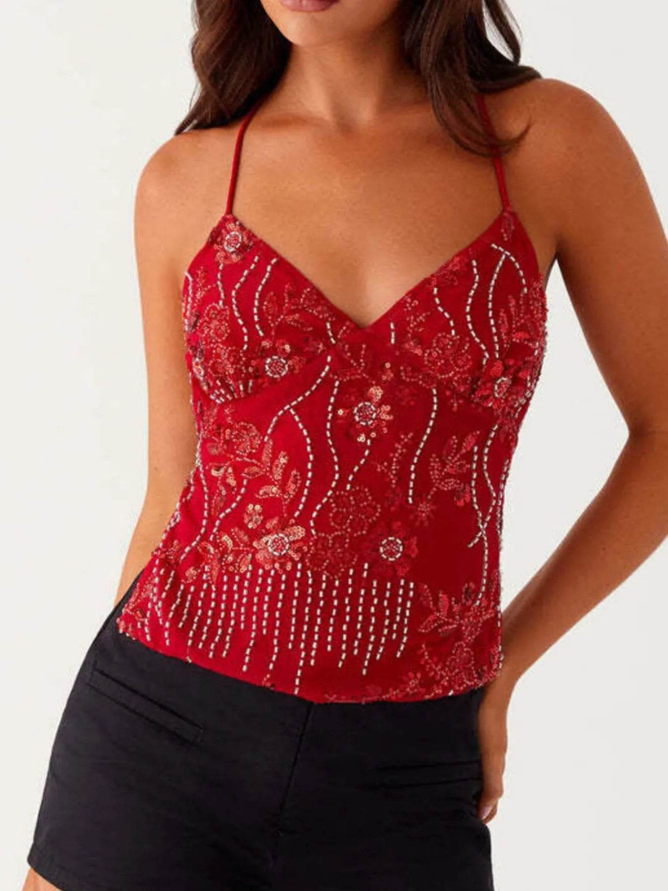 Crisscross Back V-Neck Cami - Byyde