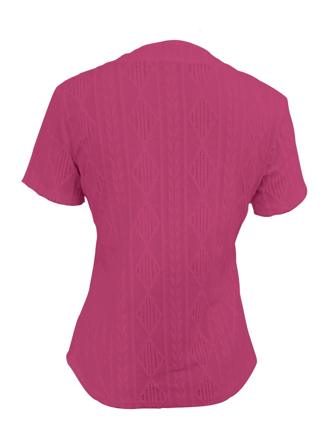 Textured Notched Short Sleeve Blouse - Byyde
