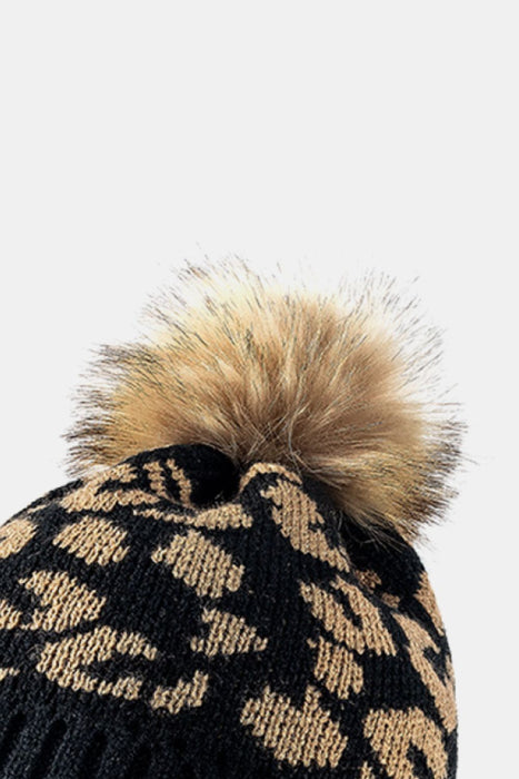 Leopard Pom-Pom Cuffed Beanie - Byyde